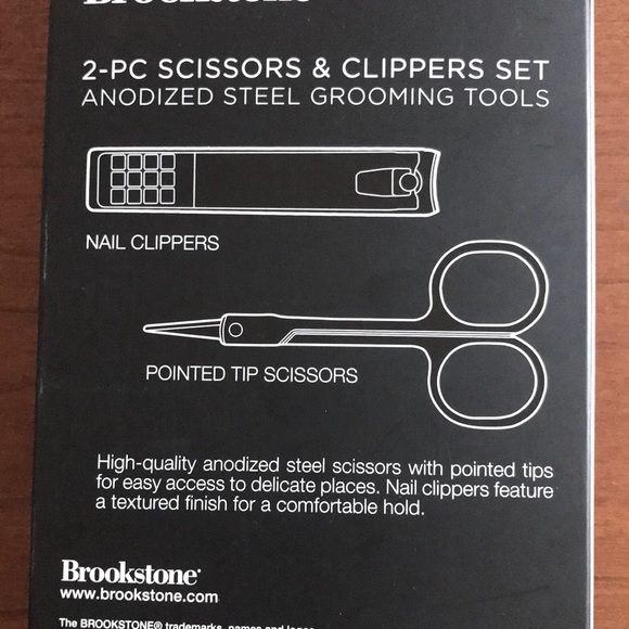 New BROOKSTONE Scissors & Nail Clippers Set *Black Coated Anodized Steel* - Picture 6 of 7
